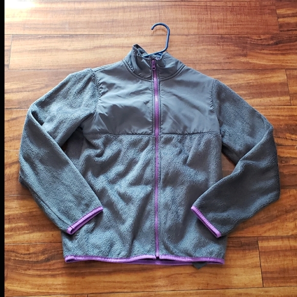 Old Navy XL gray purple fleece girls zip sweater - Picture 1 of 7